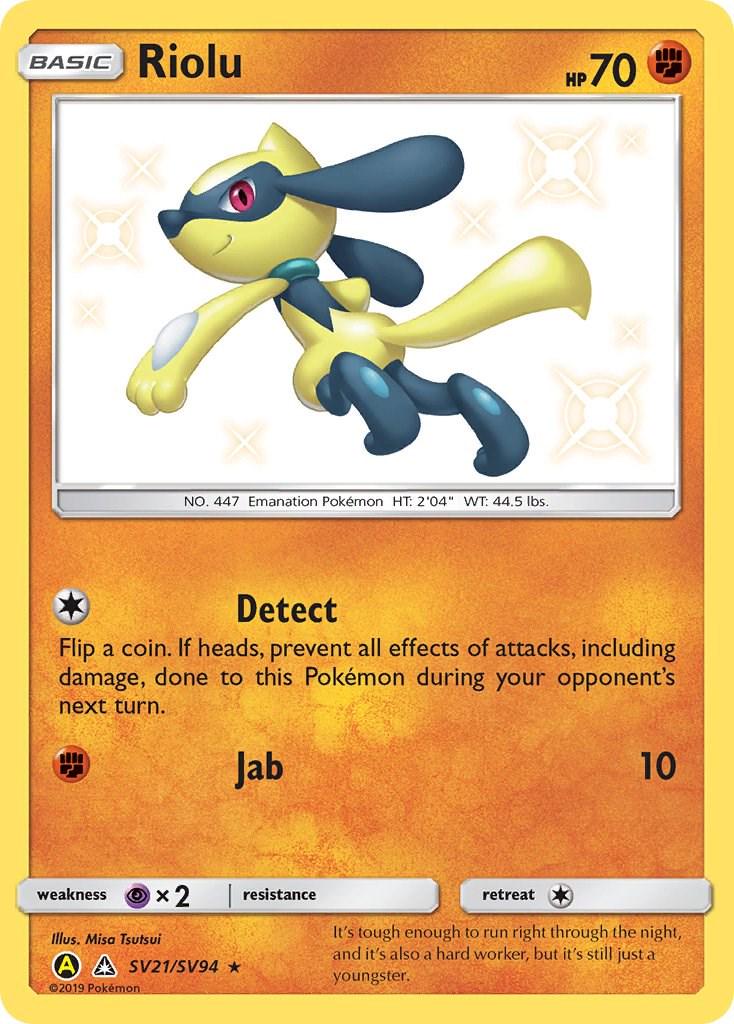 Hidden Fates Riolu Pokémon card